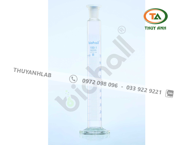 BIOHALL Ống đong thủy tinh có nút đế lục giác (Class B)