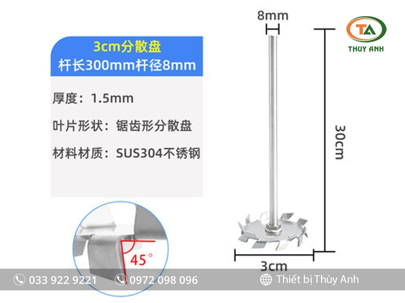 Cánh khuấy hình đĩa cho máy khuấy đũa các kích thước