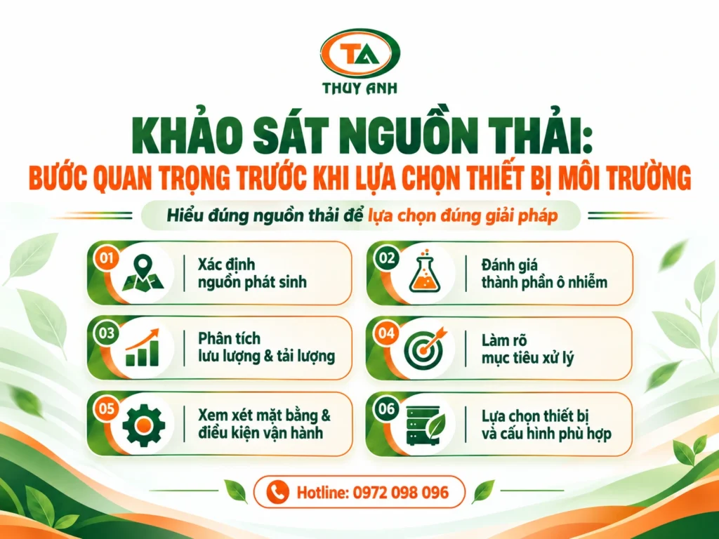 Khảo sát nguồn thải là 1 bước quan trọng trước khi lựa chọn thiết bị môi trường