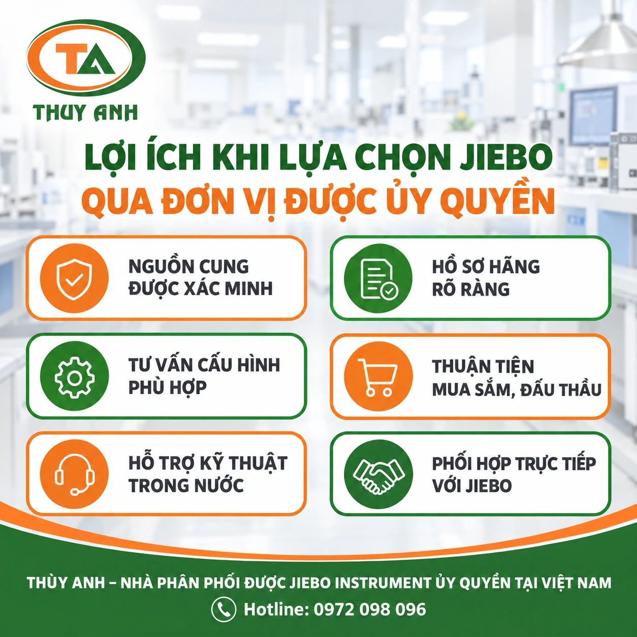 Khách hàng nhận được nhiều lợi ích khi mua hàng qua nhà phân phối chính hãng của JIEBO Instrument tại Việt Nam