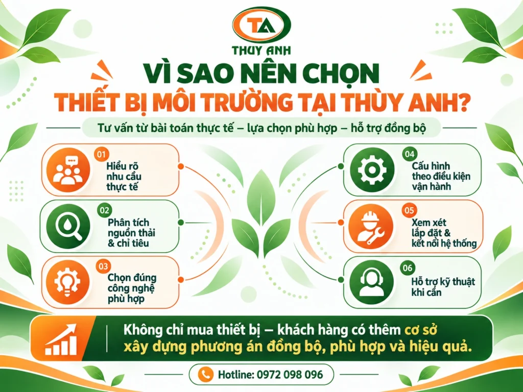 Thùy Anh sẽ đồng hành cùng khách hàng từ tư vấn đến lắp đặt, hậu mãi khi lựa chọn thiết bị môi trường