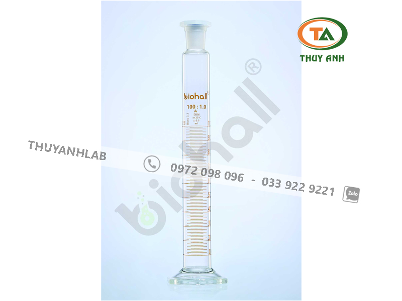 BIOHALL Ống đong thủy tinh có nút đế lục giác (Class A)